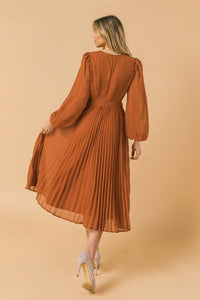 Rust Side Cut Solid Midi Dress ...